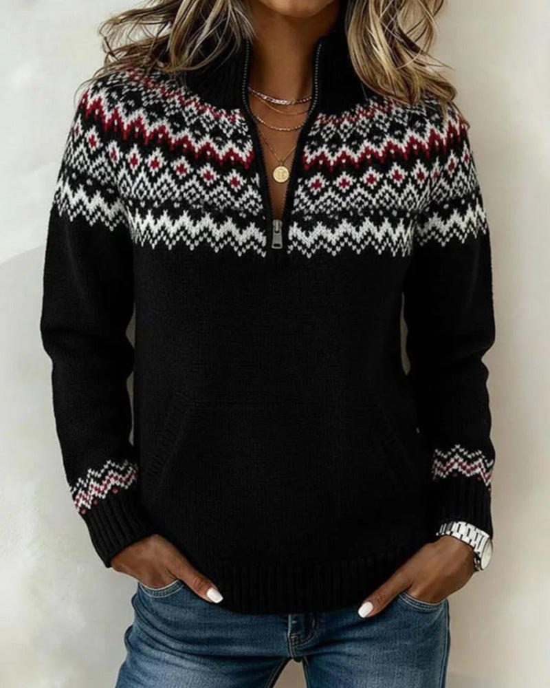 Brisavelle - Pull Vintage Avec Col Zippé