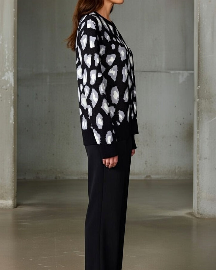Joretta - Elegant Leopard Print Knit Set 