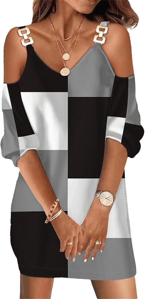 Doravine - Robe Artistique à Col V – Élégance Décontractée et Touche Moderne