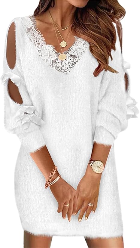 Doravine - Robe Artistique à Col V – Élégance Décontractée et Touche Moderne