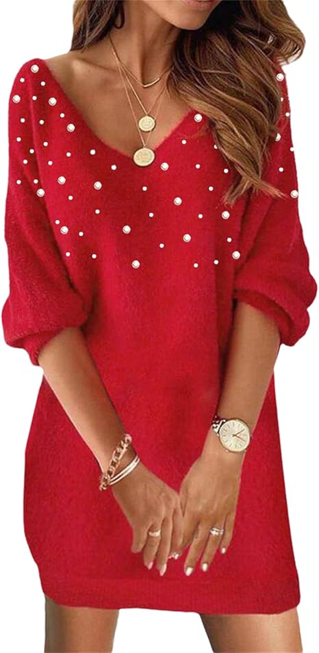 Doravine - Robe Artistique à Col V – Élégance Décontractée et Touche Moderne