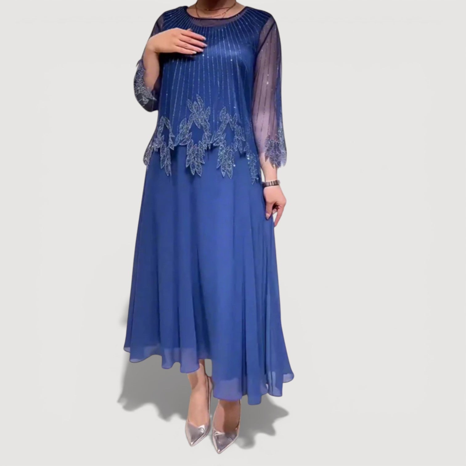 Cyralia - Elegant Flowing Evening Midi Dress 