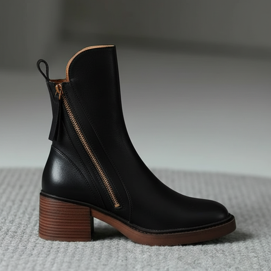 Helara - Bottes en Cuir Noires Élégantes et Confortables