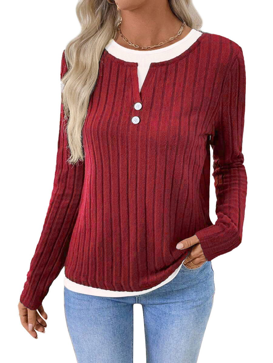 Kalivianne - Long Sleeve Ribbed Winter T-Shirt