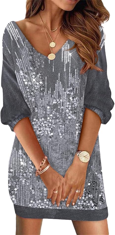 Doravine - Robe Artistique à Col V – Élégance Décontractée et Touche Moderne