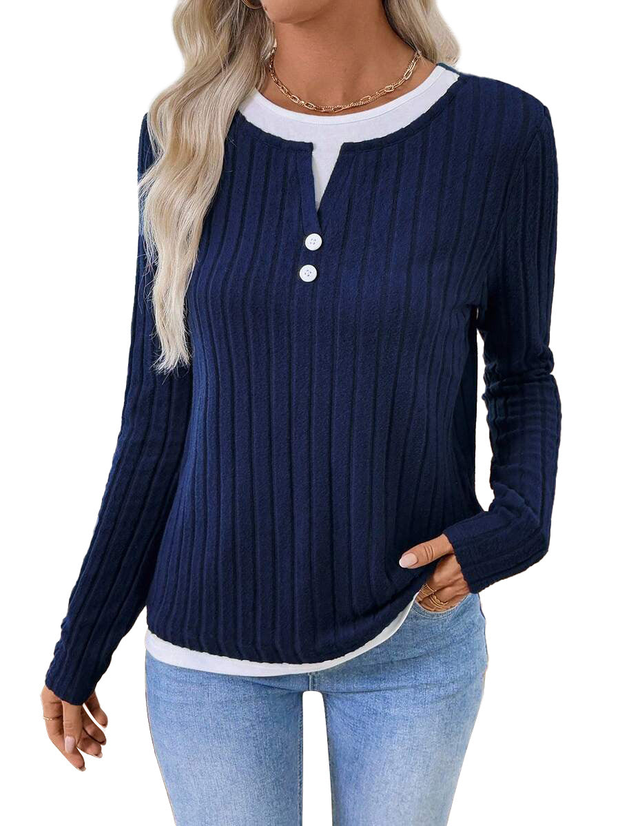 Kalivianne - Long Sleeve Ribbed Winter T-Shirt
