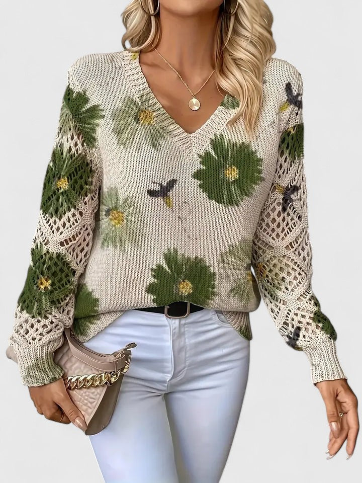 Marisavina - Elegant Vintage Floral Sweater 