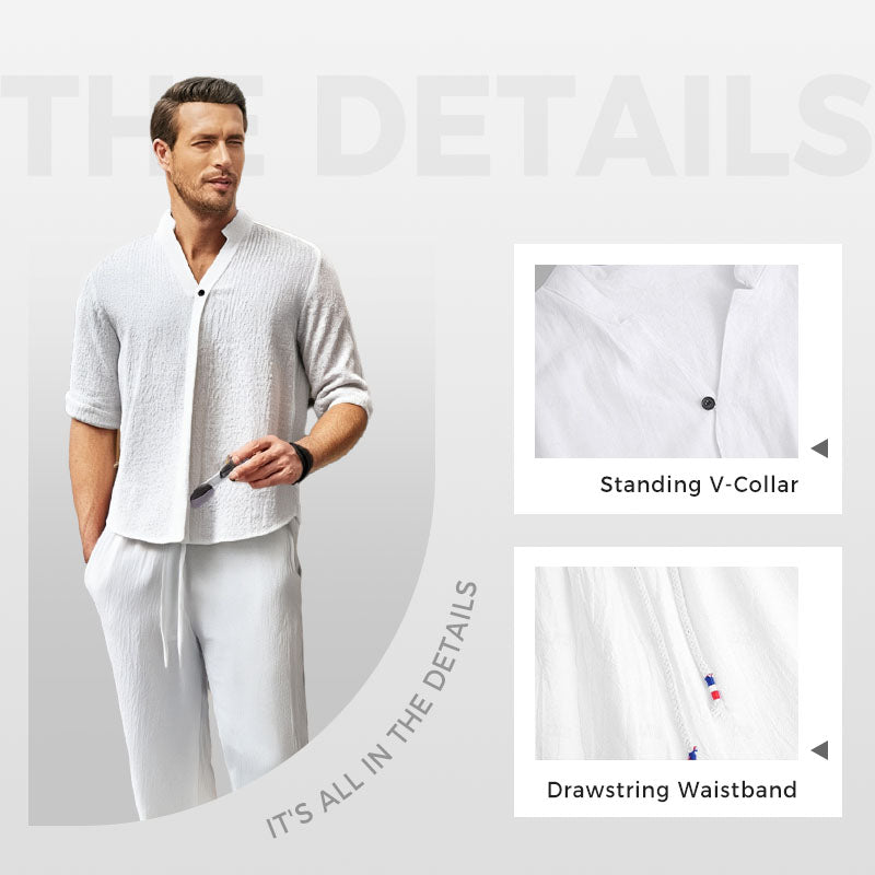 Victor - Men's Two-Piece Cotton Set: Top and Pants