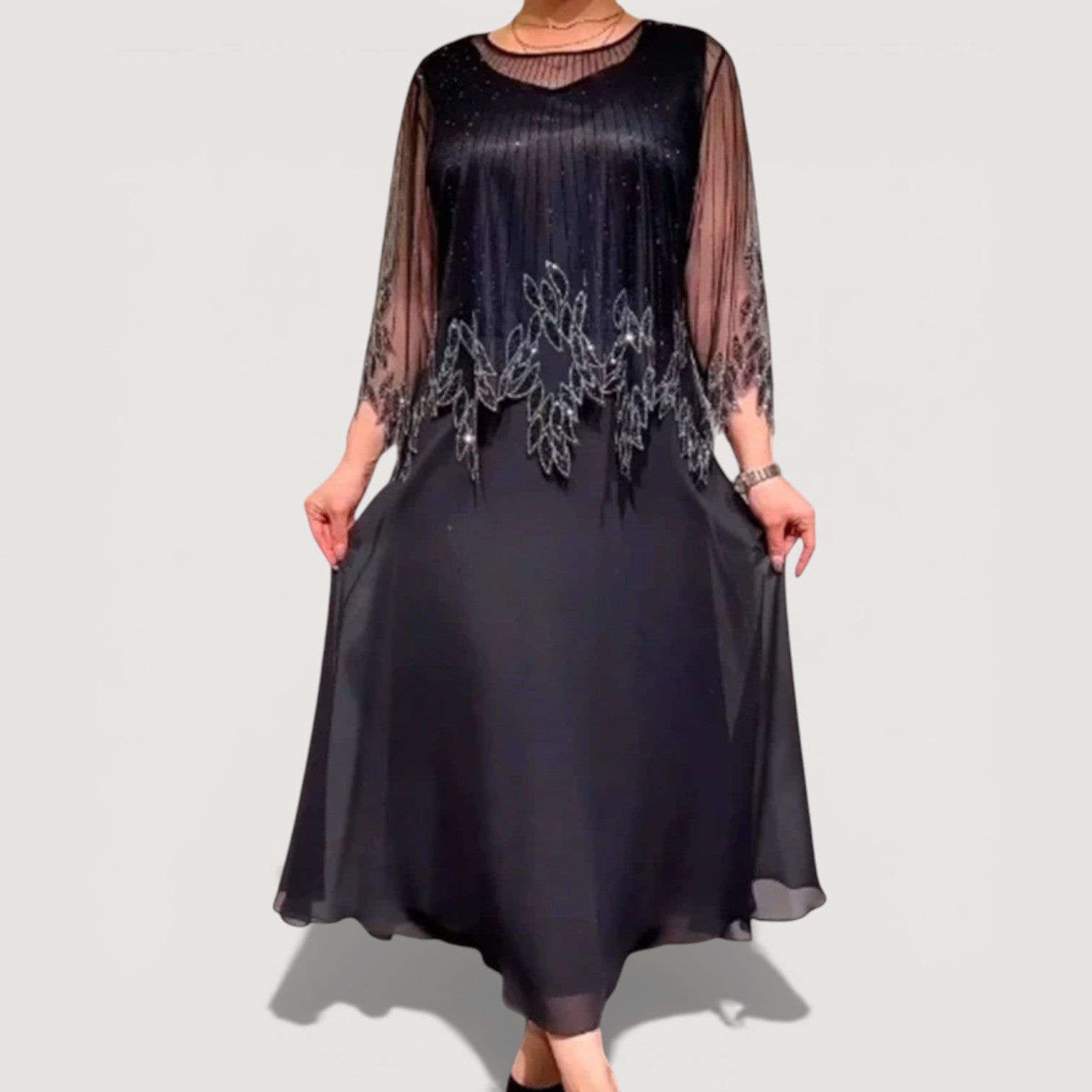 Cyralia - Elegant Flowing Evening Midi Dress 