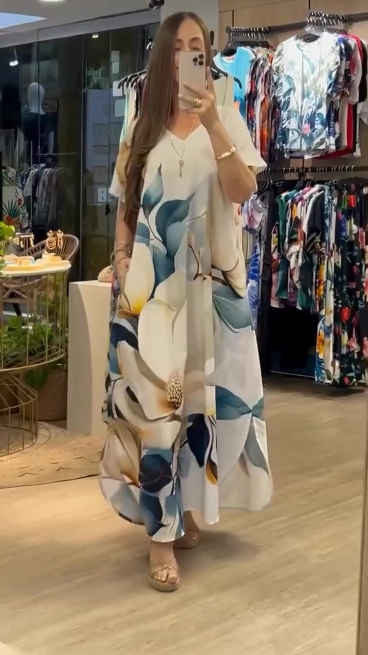 Tirena - Robe Décontractée Imprimée à Manches Courtes