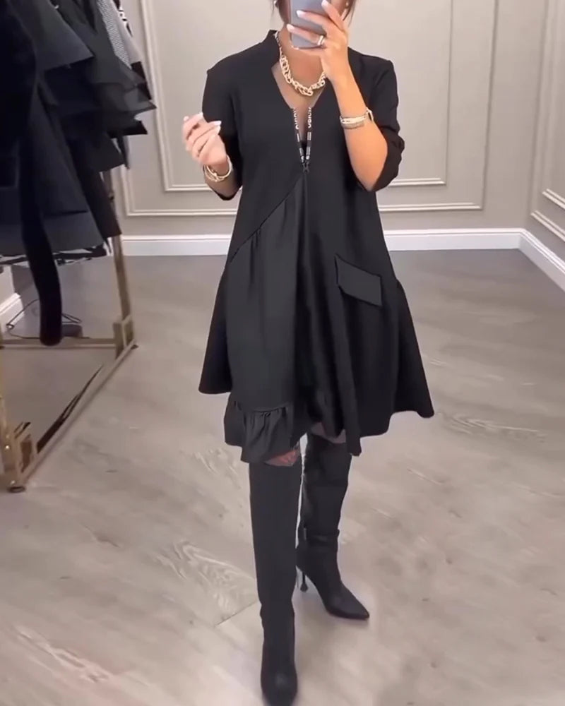 Elyssane - Flowing dress with an artistic look and a V-neck 