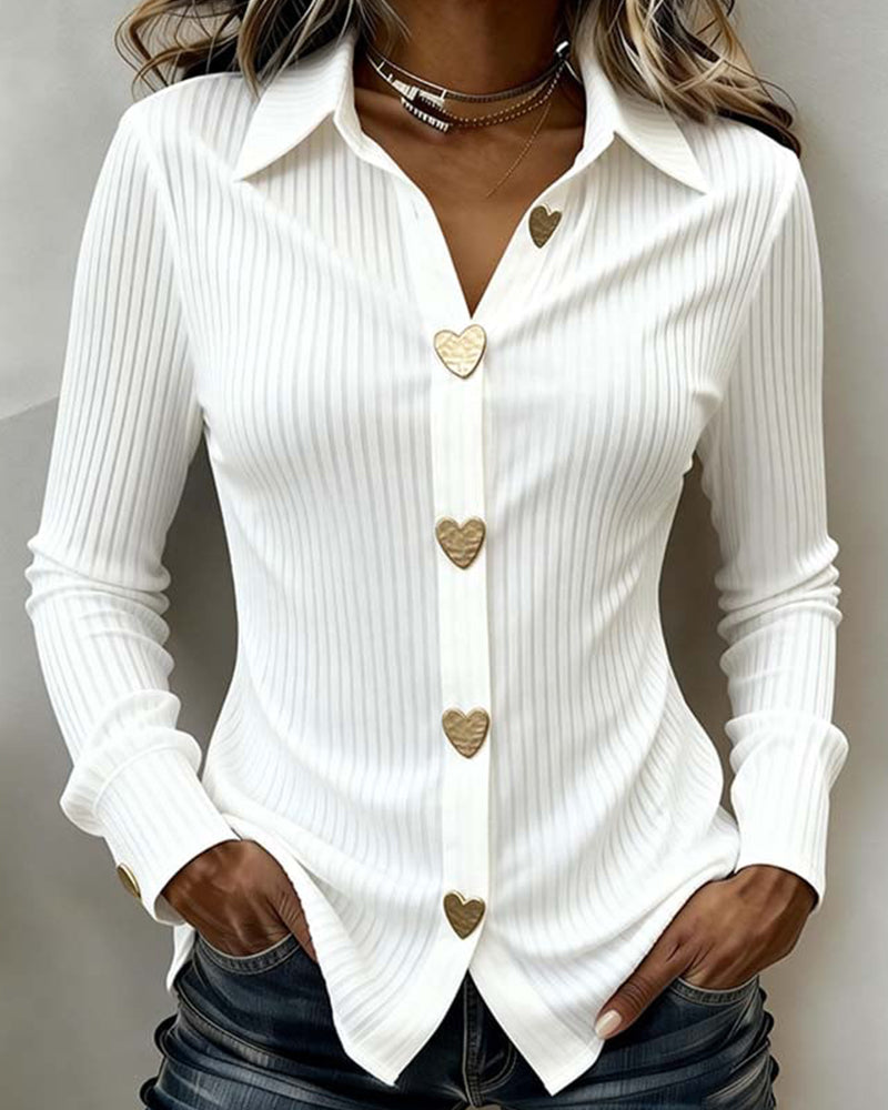 Halyra - Elegant Heart Button-Down Shirt 