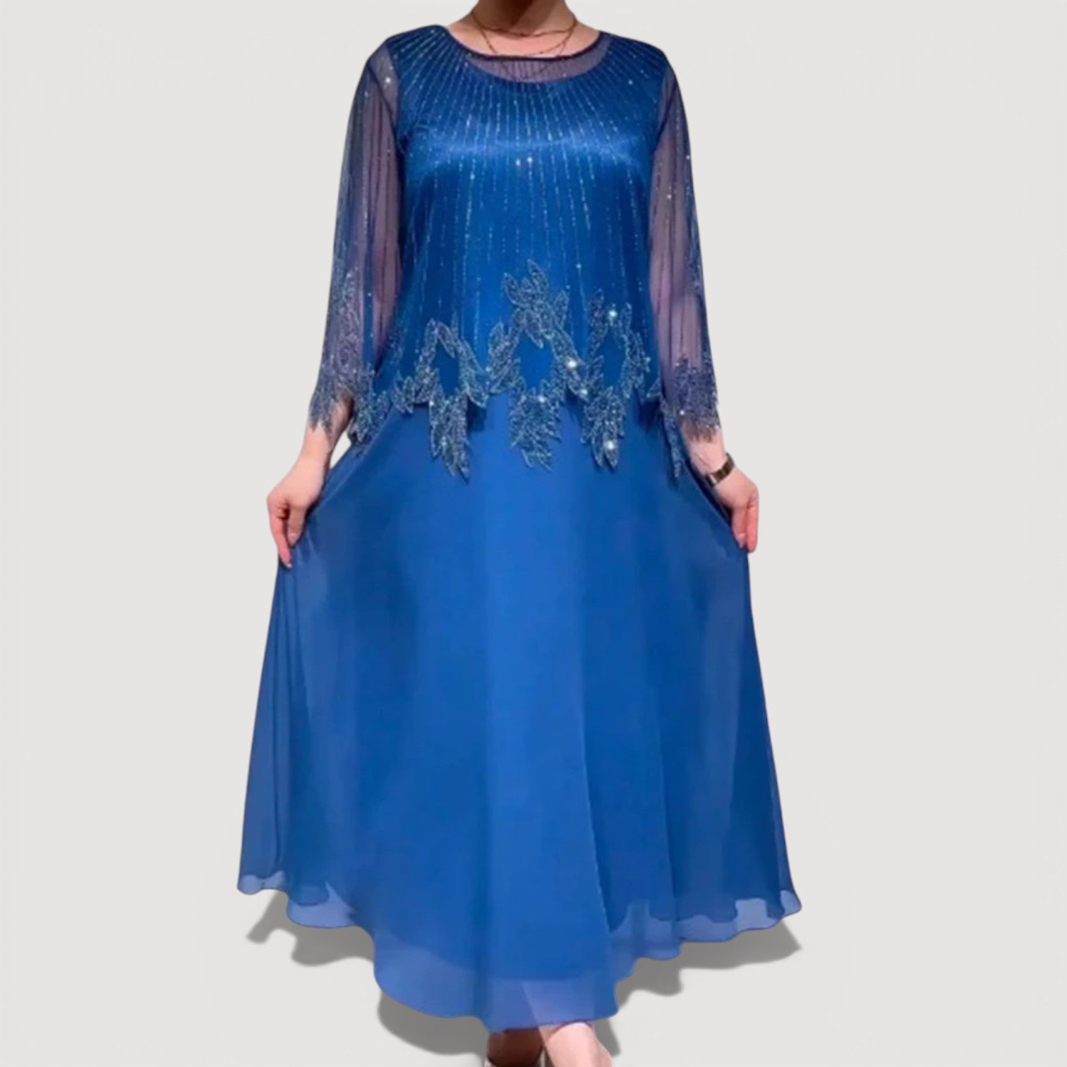 Cyralia - Elegant Flowing Evening Midi Dress 