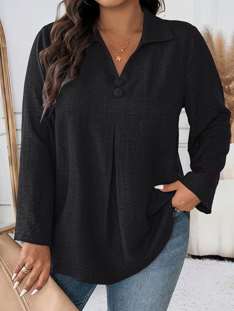 Elmyra - Elegant Button-Down Flowy Shirt 