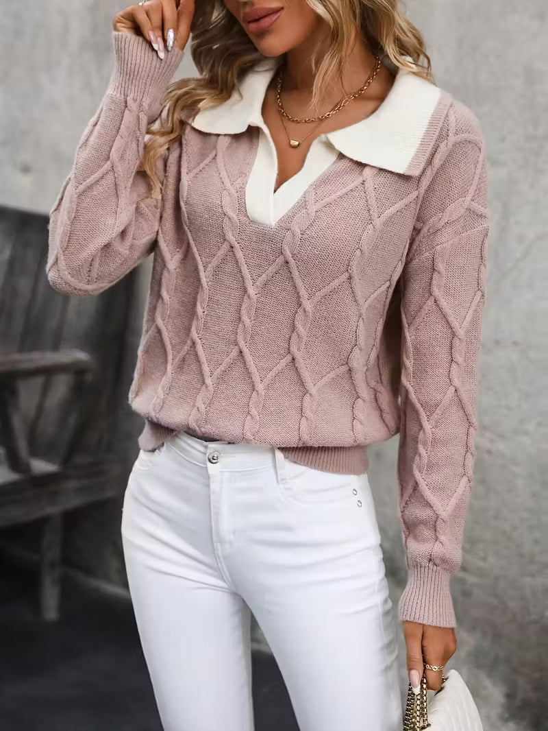 Ferina - Knitted turtleneck sweater with textured pattern and elegant finish 