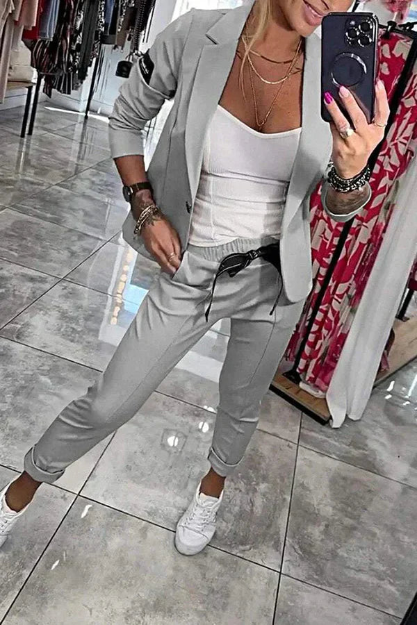 Rosindra™ - Ensemble deux pièces avec veste fluide et pantalon jogging confortable
