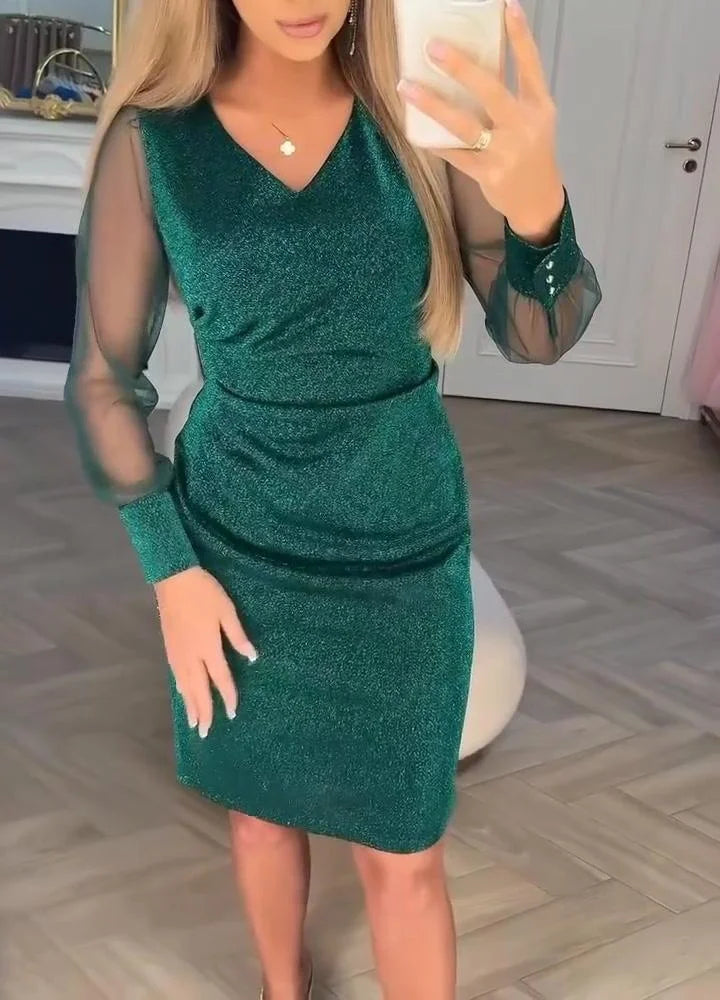 Cyenoria - Chic midi dress Lumière et Patchwork