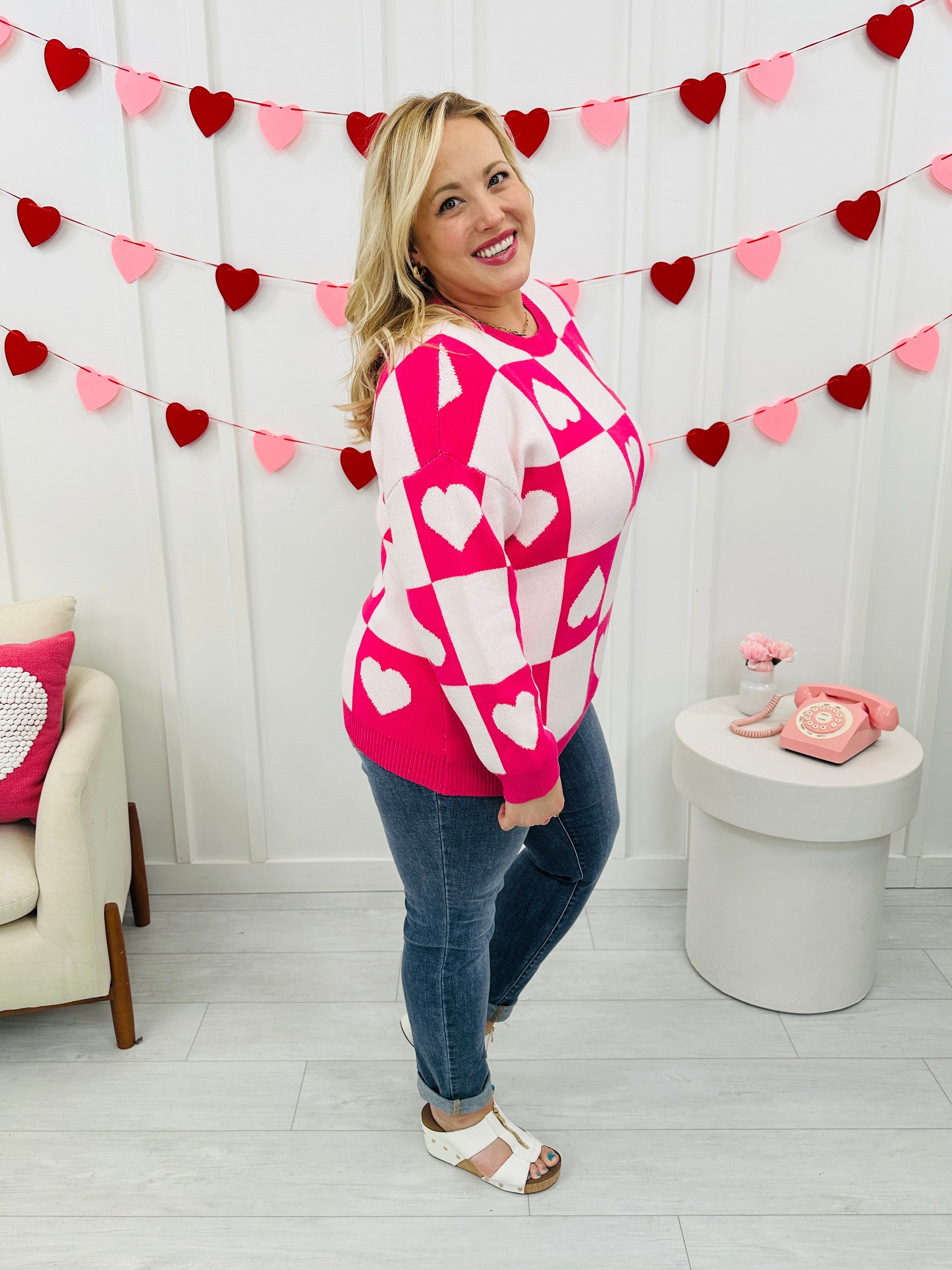 Ottilie™ - Pull Saint-Valentin à Cœurs Carreaux