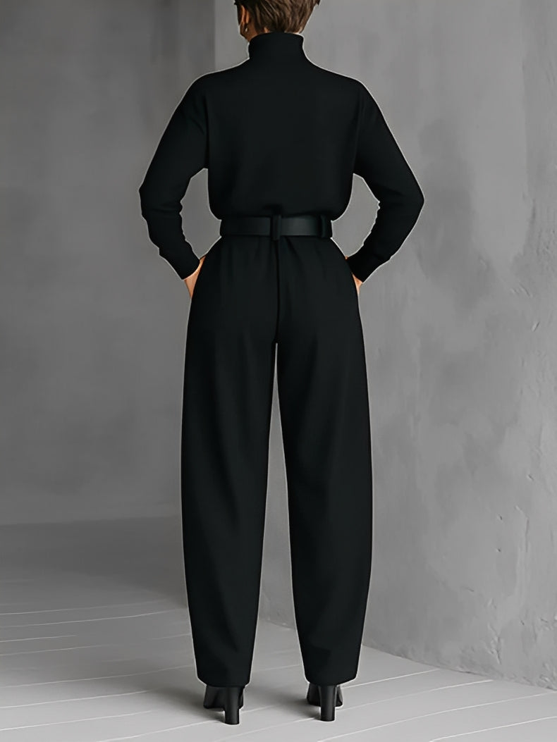 Neravirae - Elegant Turtleneck &amp; Straight Leg Pants Set 