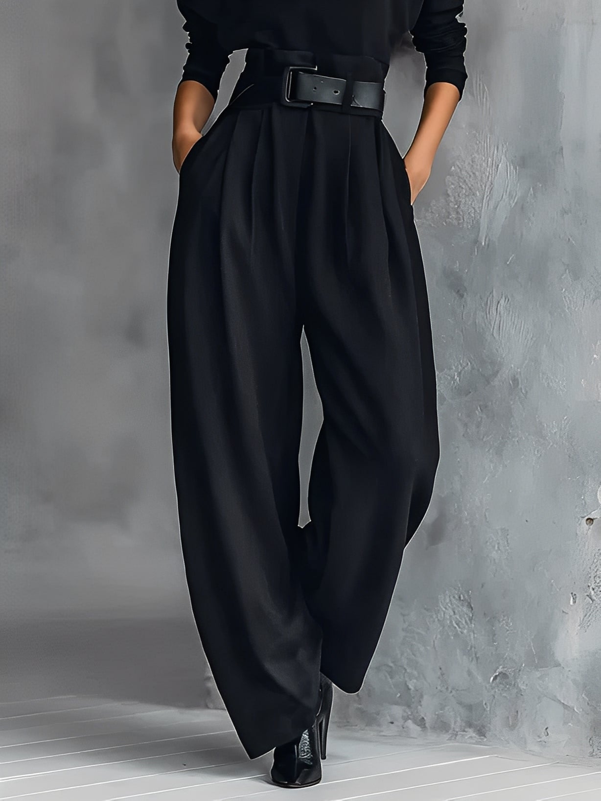 Neravirae - Elegant Turtleneck &amp; Straight Leg Pants Set 