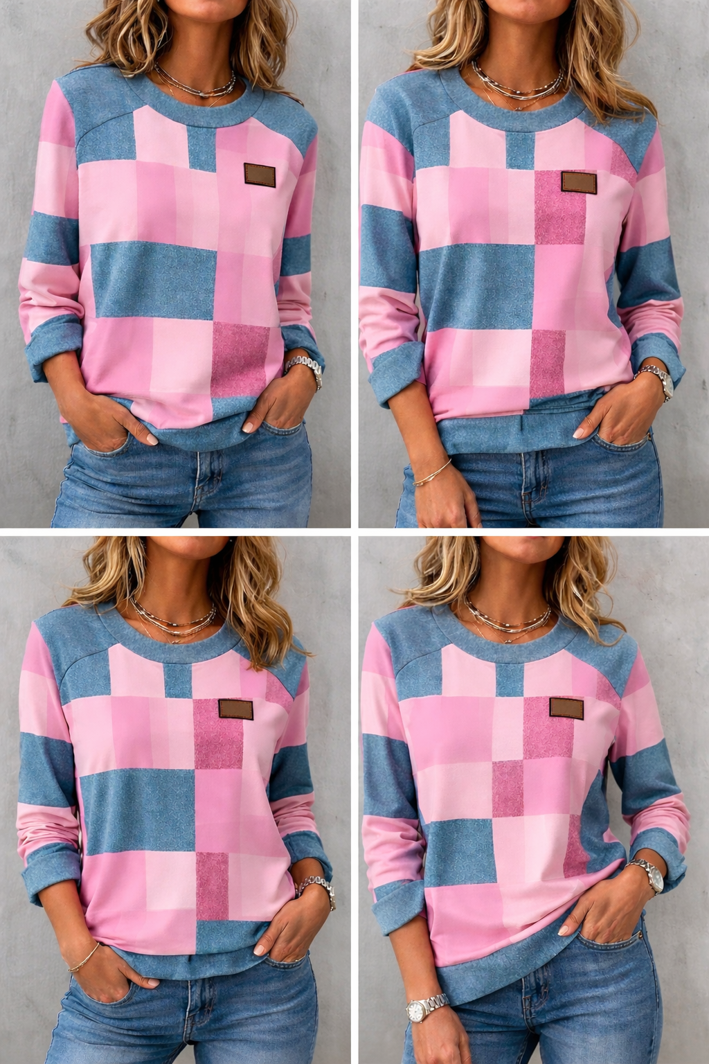 Brisadora - Vintage Blouse with Modern Checkered Pattern