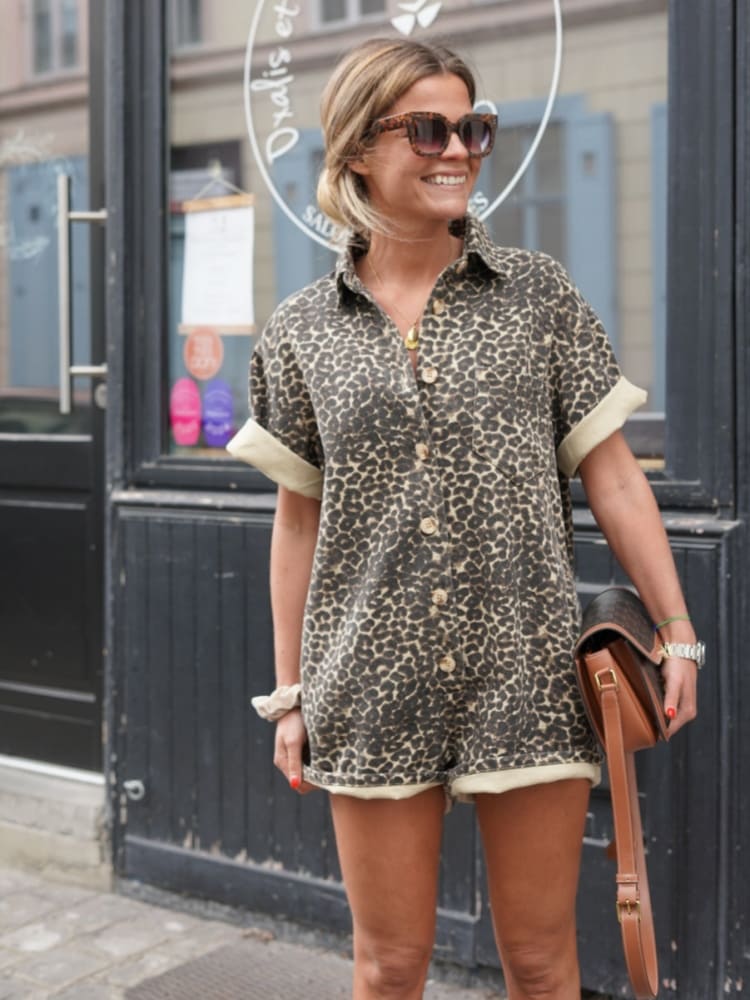 Tessia - Mini Cheetah Print Romper
