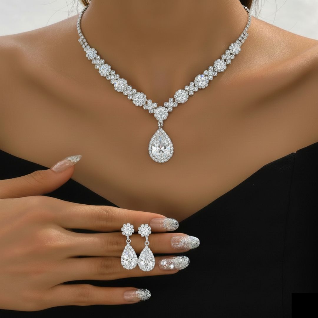 Gwenelivra - Ensemble de Bijoux Élégant en Zirconia Bleu Profond