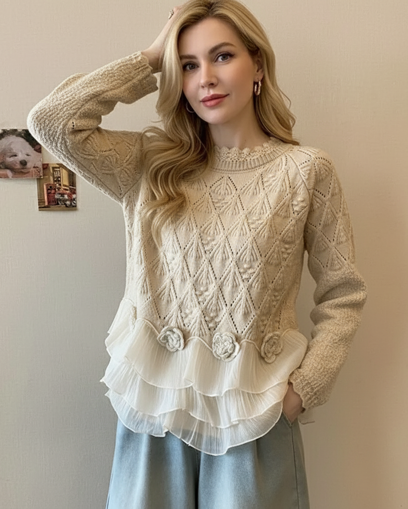 Selavellisse - Romantic Ruffled Knitted Cardigan