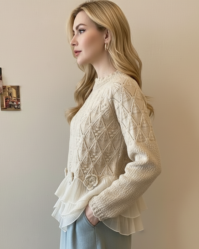 Selavellisse - Romantic Ruffled Knitted Cardigan