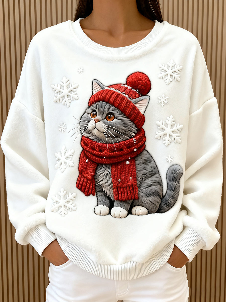 Lunaviera - Sweat à Capuche Flanelle Noël Chat
