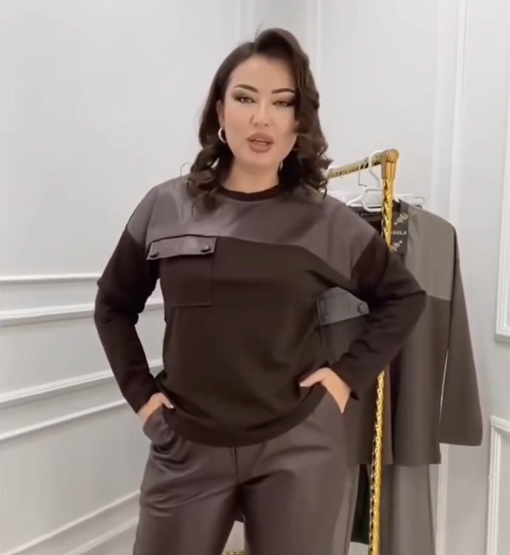 Orlisia - Women's two-piece set with leather-effect details 