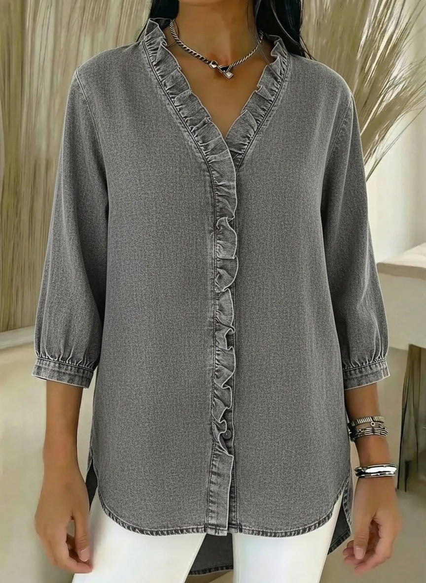 Selyra - Elegant Women's Ruffled Blouse 