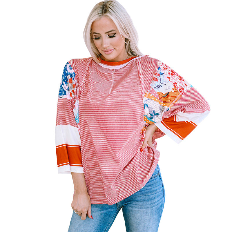 Mirelya - Lightweight Patchwork Batwing Top 