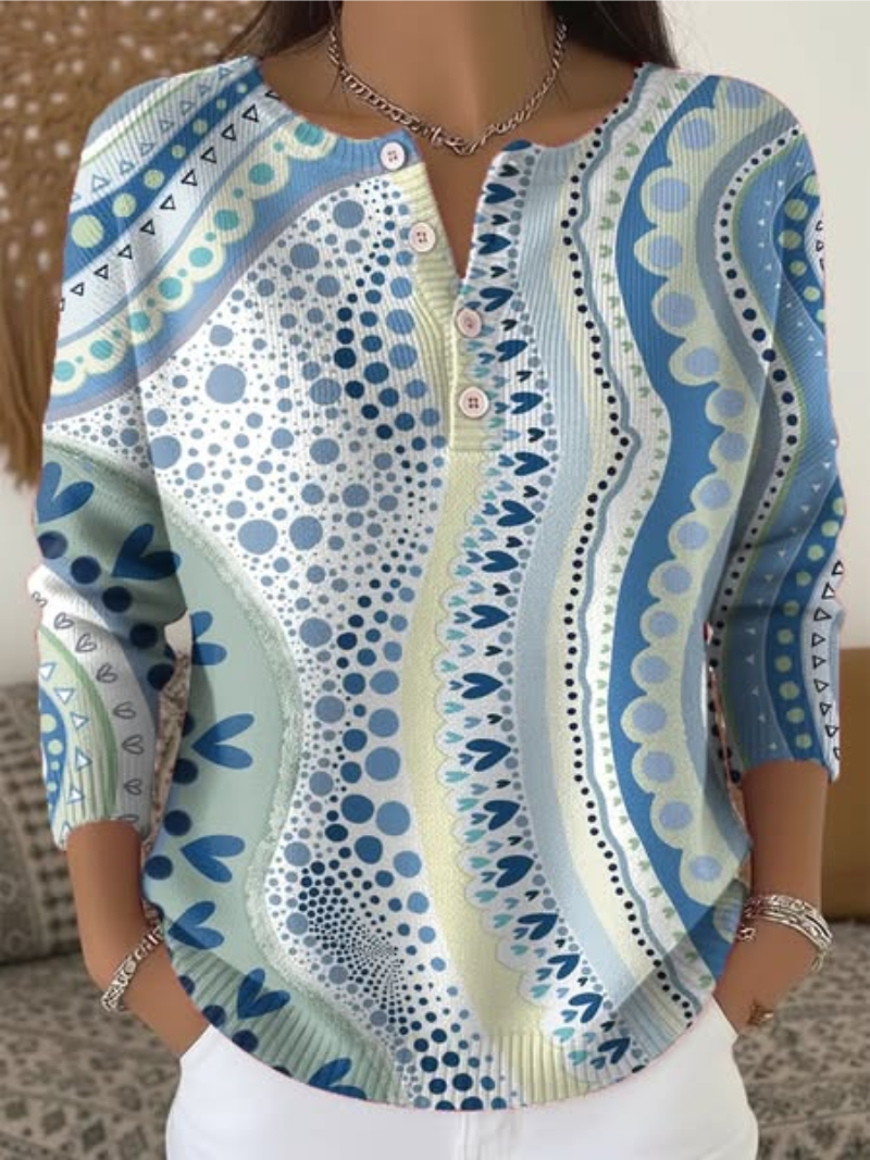 Thalysara - Soft Sweater with Artistic Pattern