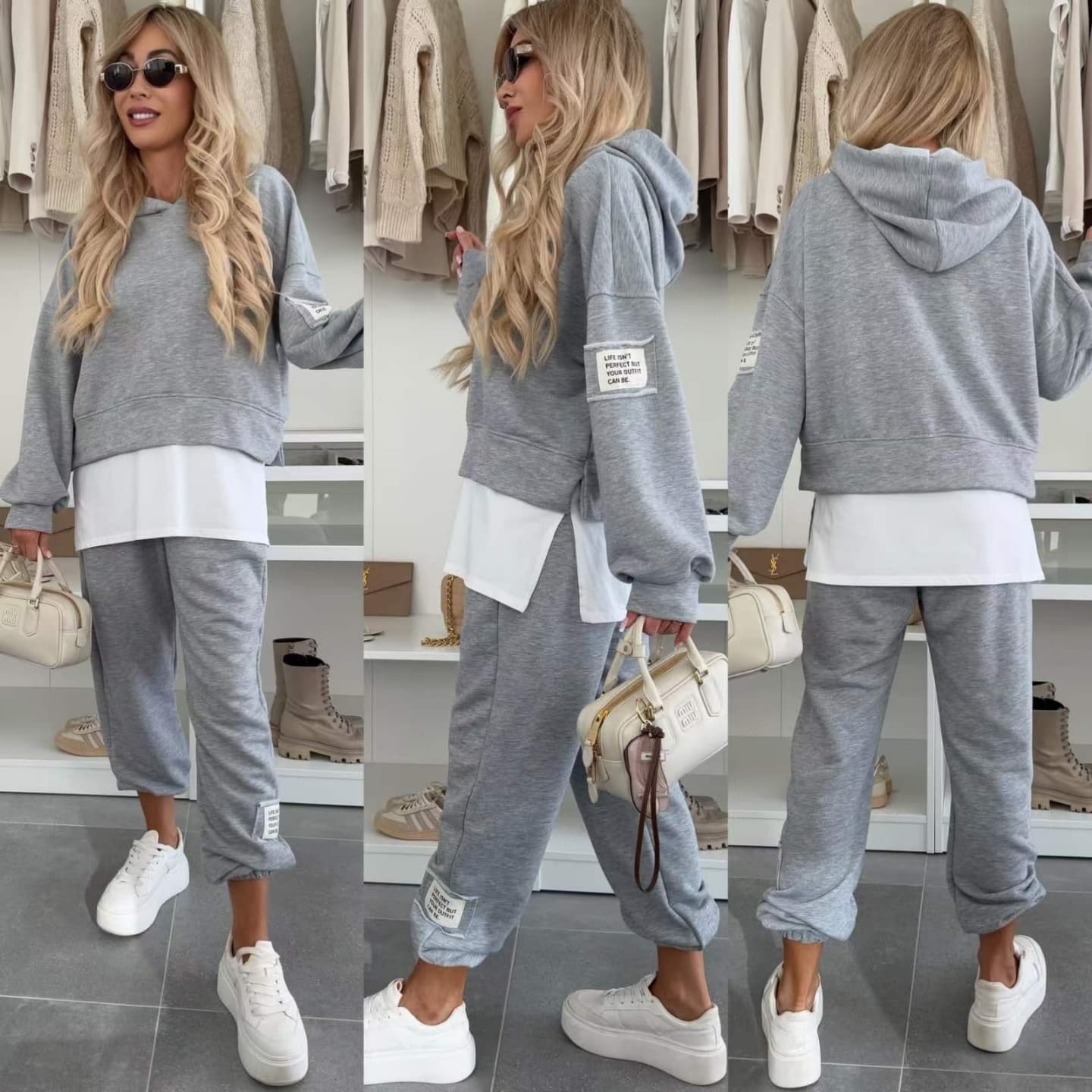 Philippine™ - Ensemble Sweatshirt à Capuche Patchwork