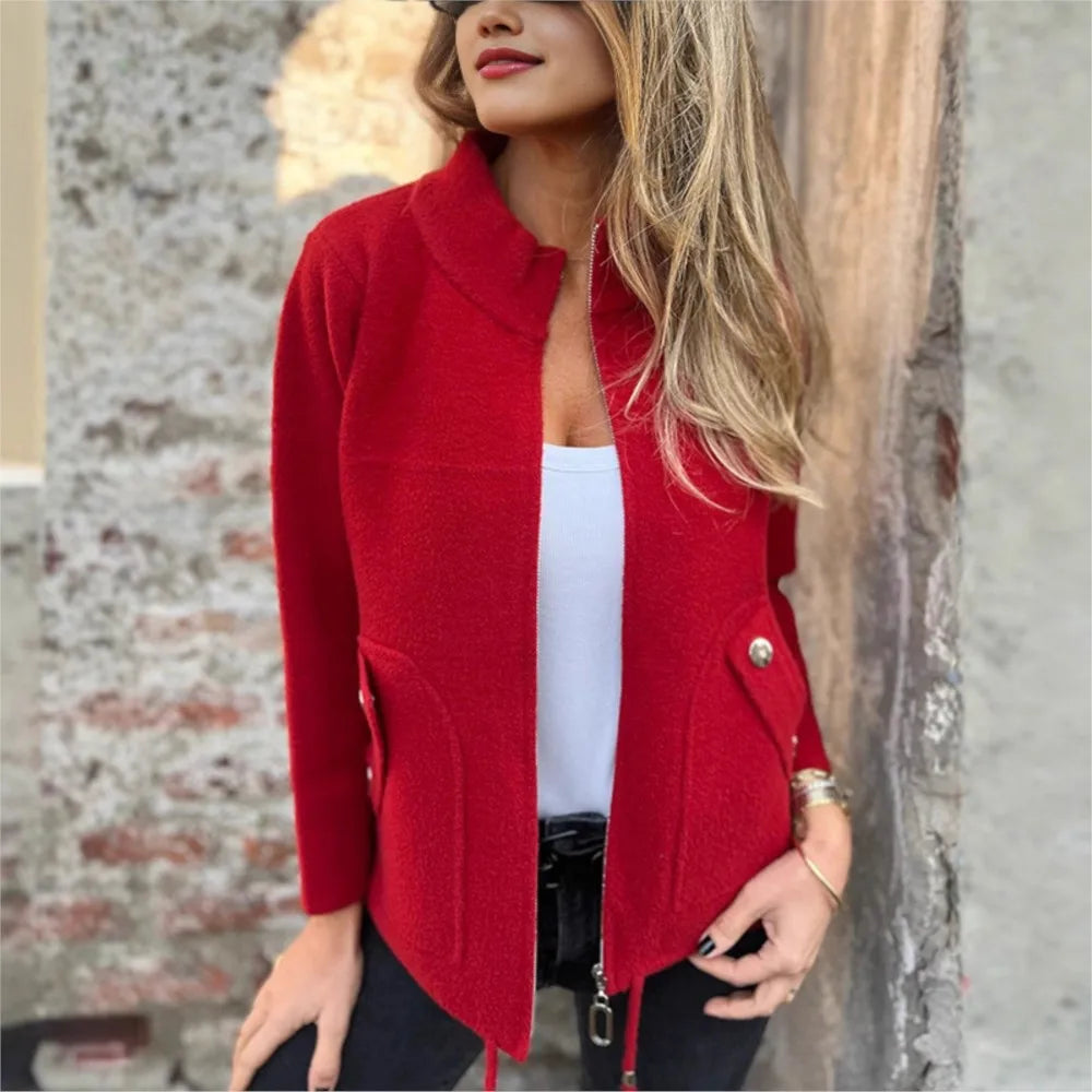 Alveria™ - Veste d’hiver pour femme à col haut et poches stylées