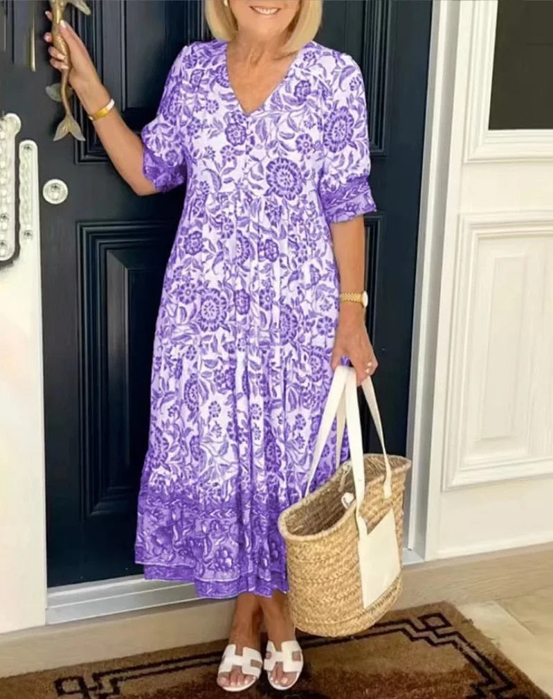 Aude™ - Robe élégante à fleurs avec décolleté en V