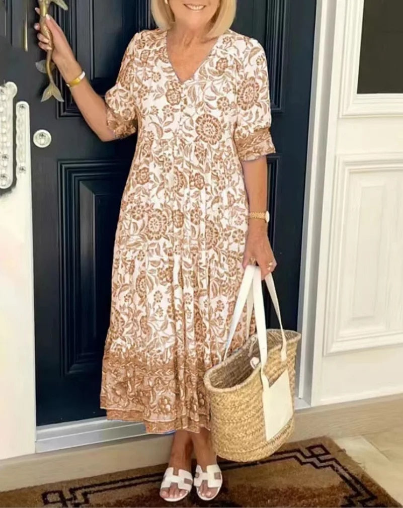 Aude™ - Robe élégante à fleurs avec décolleté en V