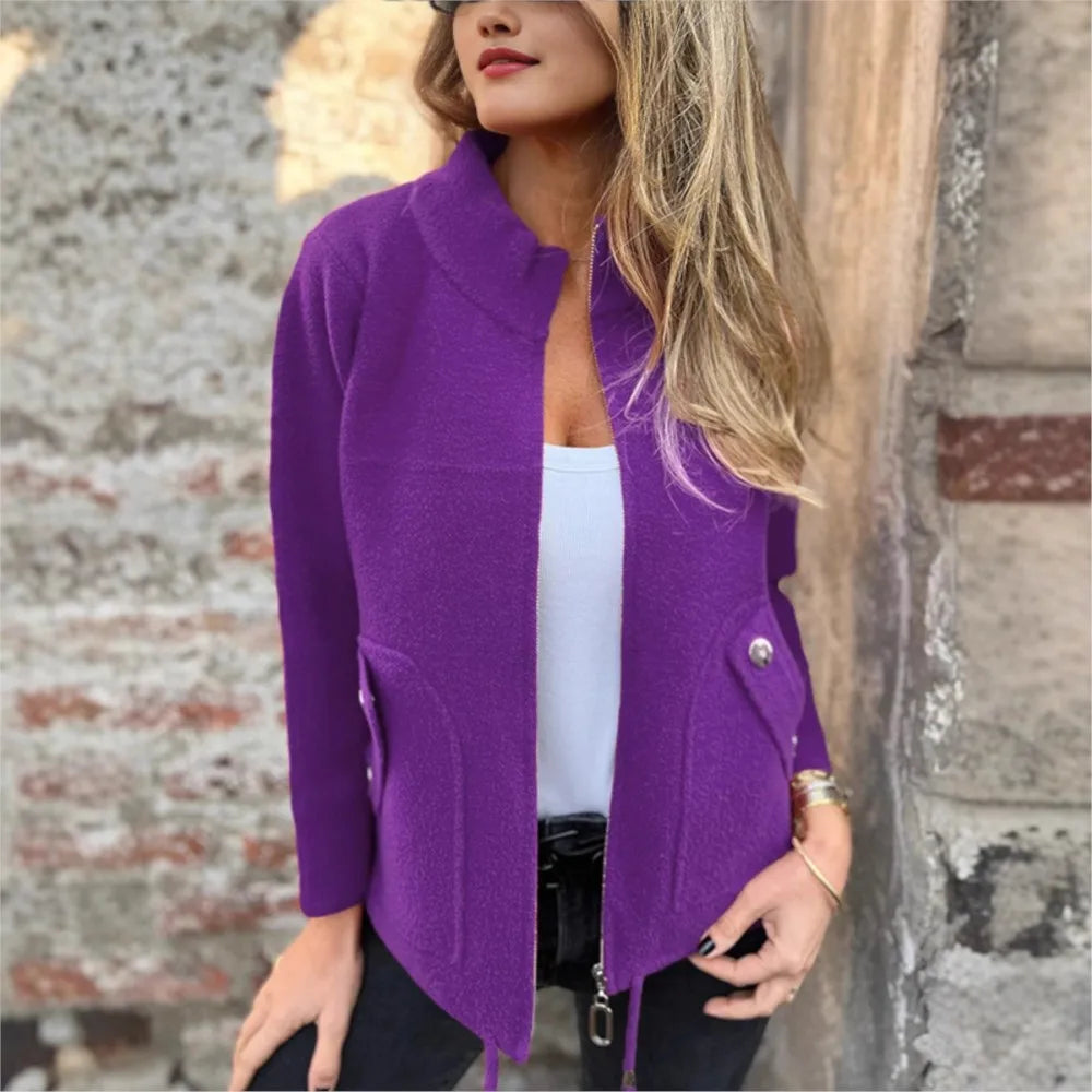Alveria™ - Veste d’hiver pour femme à col haut et poches stylées
