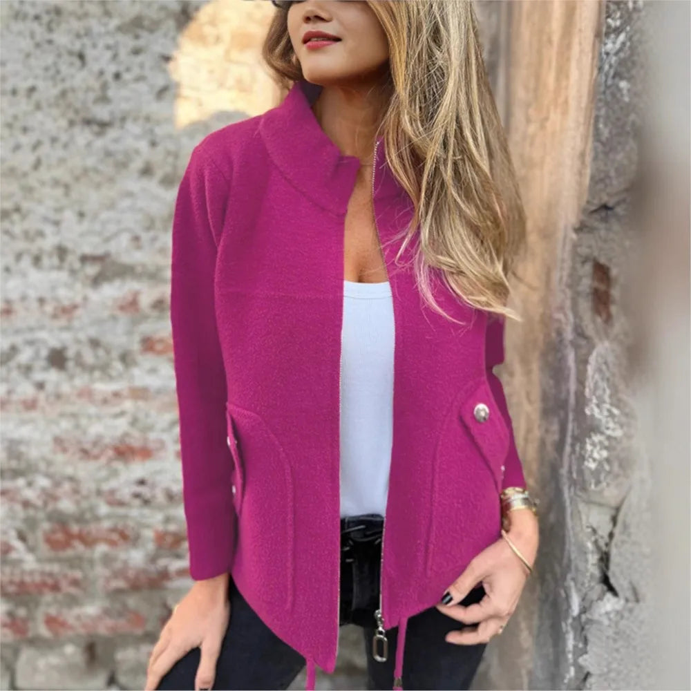 Alveria™ - Veste d’hiver pour femme à col haut et poches stylées