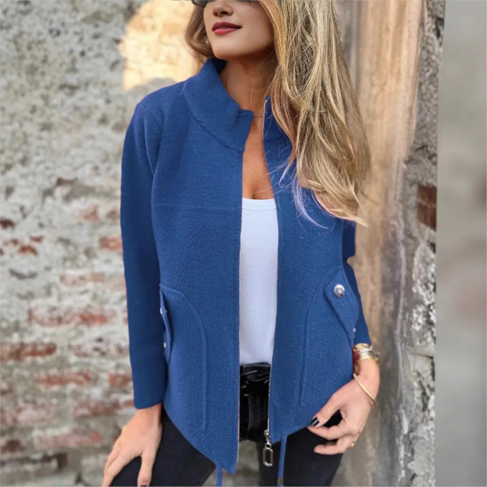 Alveria™ - Veste d’hiver pour femme à col haut et poches stylées