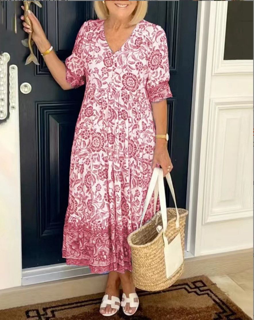Aude™ - Robe élégante à fleurs avec décolleté en V