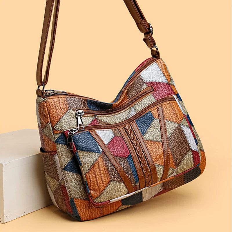 Mariellea - Mosaic Style Genuine Leather Handbag 