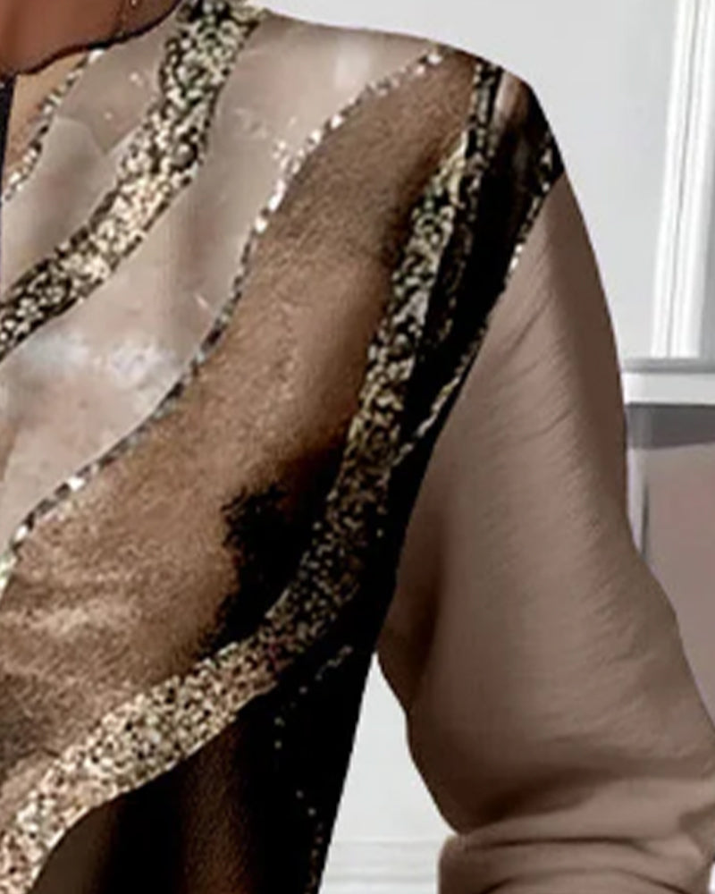 Dorevienne - Sweatshirt Décontracté à Demi-Zip Imprimé Vintage