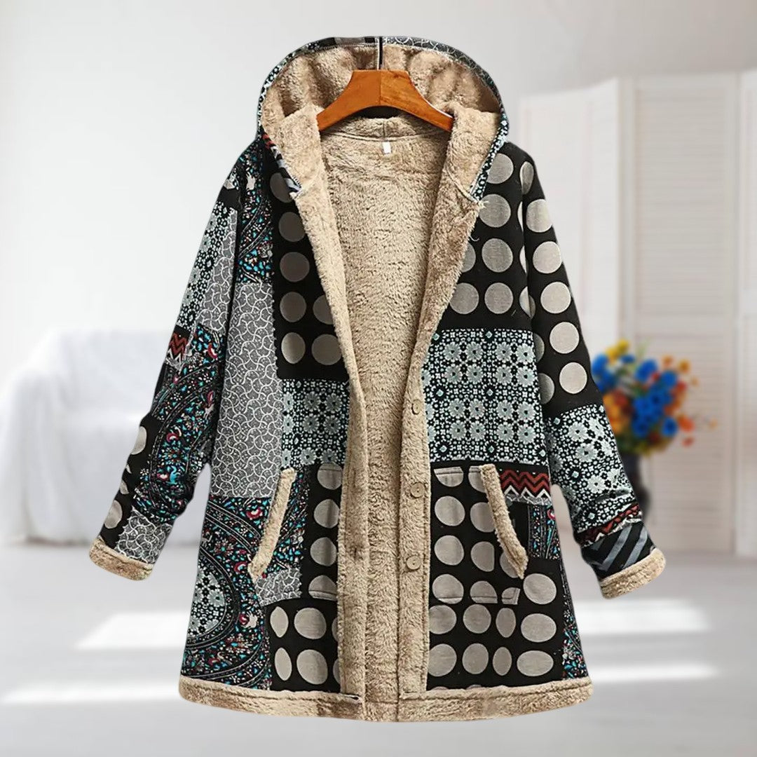 Tavirae - Warm fleece-lined jacket with hood and floral print 
