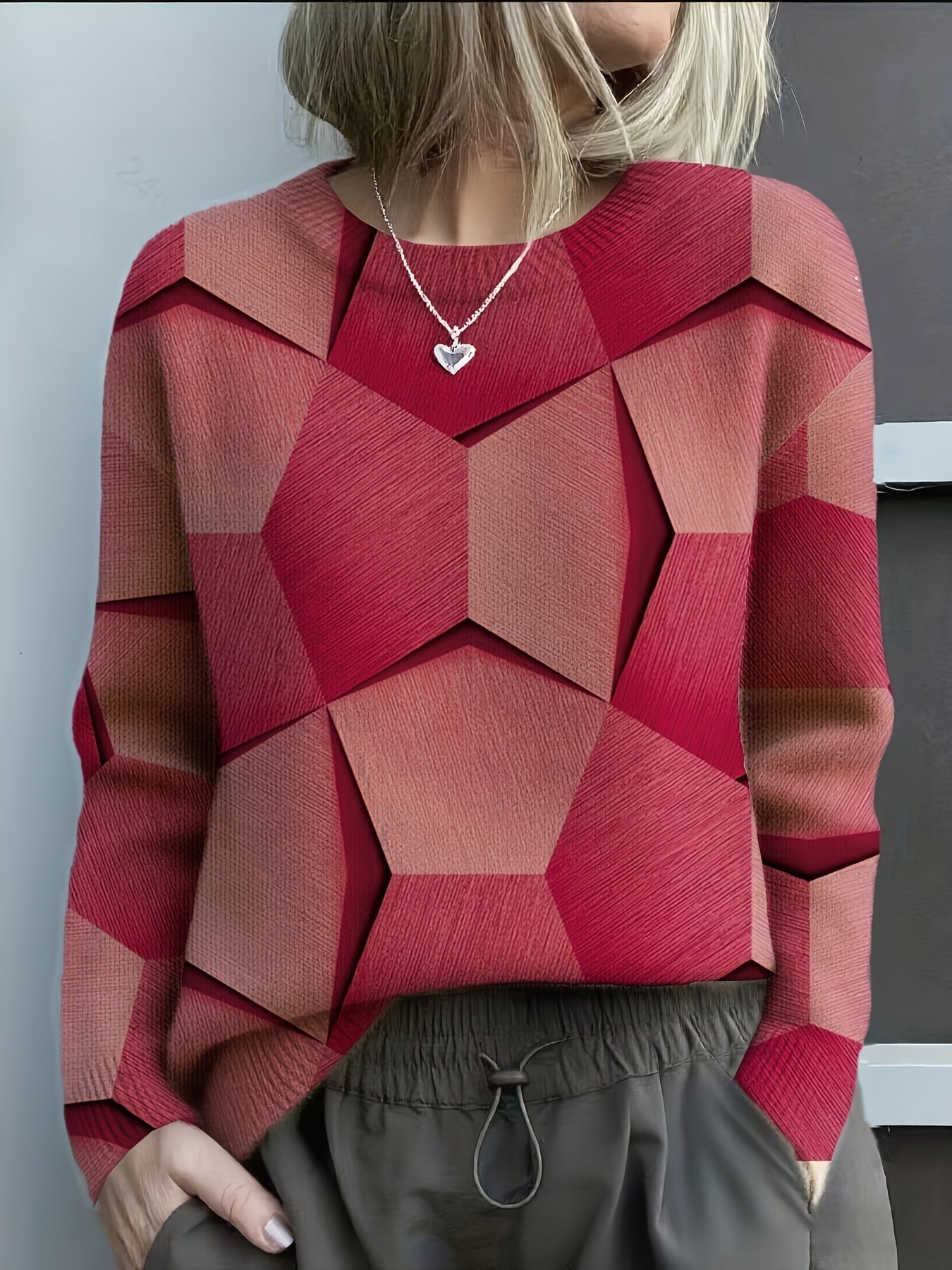 Quelirivra - Earth Tone Geometric Sweater