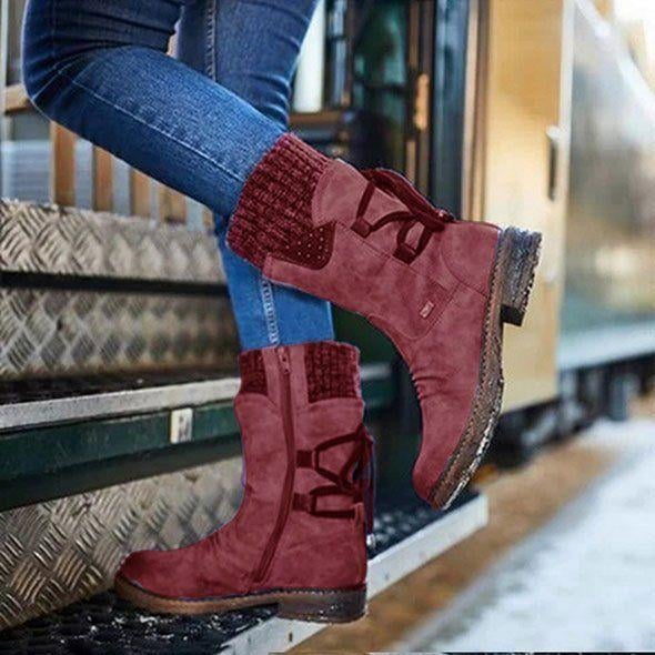Ovelina - Women's Warm Lace-Up Ankle Boots for Winter 