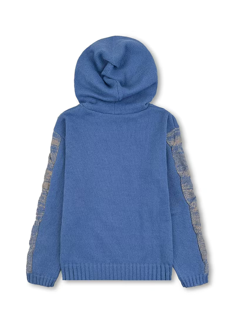Helmira - Knitted Hooded Sweater with Braided Pattern 