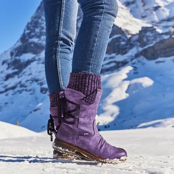 Ovelina - Women's Warm Lace-Up Ankle Boots for Winter 