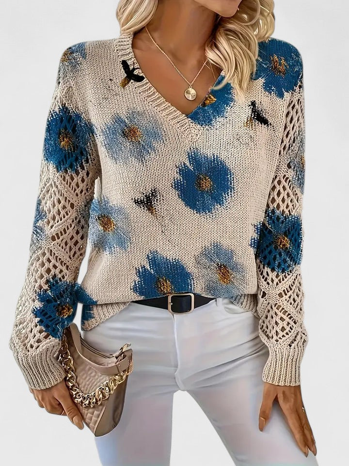 Marisavina - Elegant Vintage Floral Sweater 